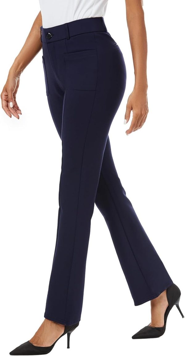 Women's High Waist Stretchy Bootcut Dress Work Slacks Pants with Pockets
