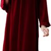 Women's Long Sleeve Nightgown Velvet Sleep Dress Ruffle Crew Neck Mid-length Nightdress