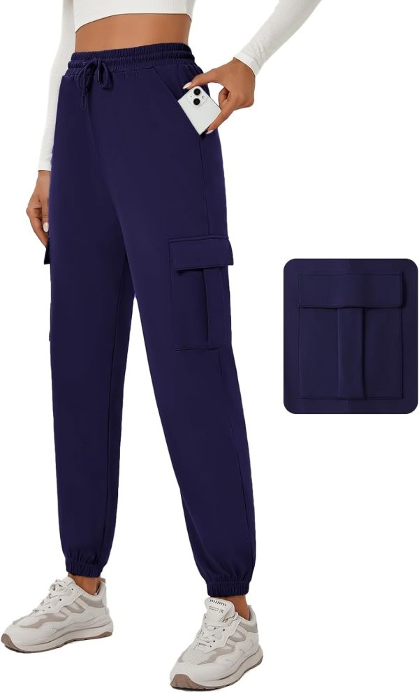 Womens Cargo Pants Stretchy High Waisted Joggers Baggy Casual Drawstring Sweatpants with Pockets Hiking Pant