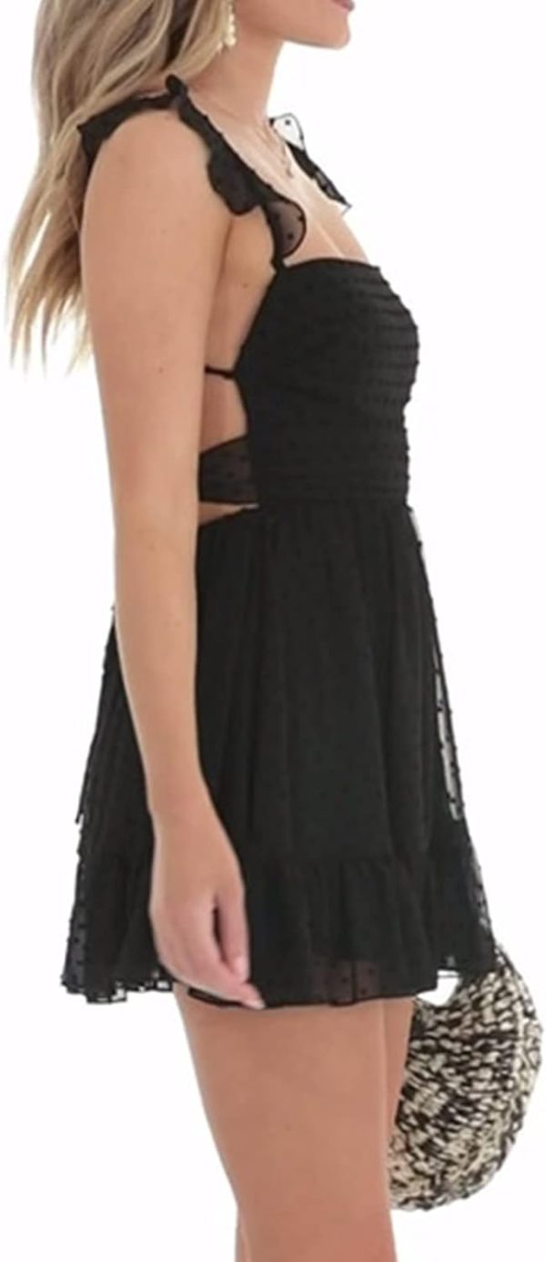 Women Graduation Dress Spaghetti Straps Sleeveless Short Dresses Y2k Low Cut Bodycon Going Out A-Line Mini Dress