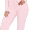 Women Ribbed Knit Yoga Lounge Set V Neck Long Sleeve Button Crop Tee Drawstring Pants Solid Slim Two Pieces Sets