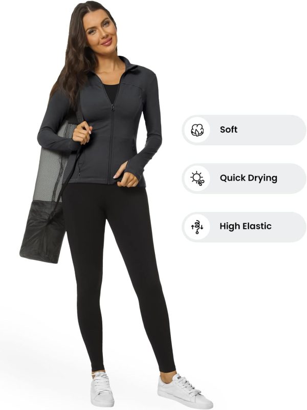 51sb_MzIh2L._AC_SL1500 Workout Jackets for Women Full Zip Athletic Running Track Jacket with Pockets Slim Fit Yoga Jacket with Thumb Holes