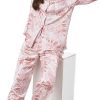 51tW1yisAJL._AC Women's Silky Satin Pajamas Set Long sleeve and Pants Sleepwear Soft and Comfy Button Down Loungewear Relaxed Fit