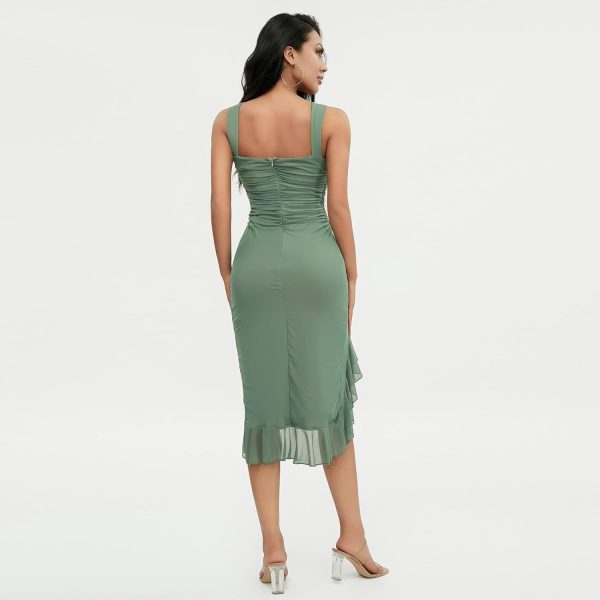 51tfvzU4XhL._AC_SL1500 Women's Summer Midi Bodycon Sleeveless Backless Ruffle Hem Mermaid Cocktail Elegant Tank Dress