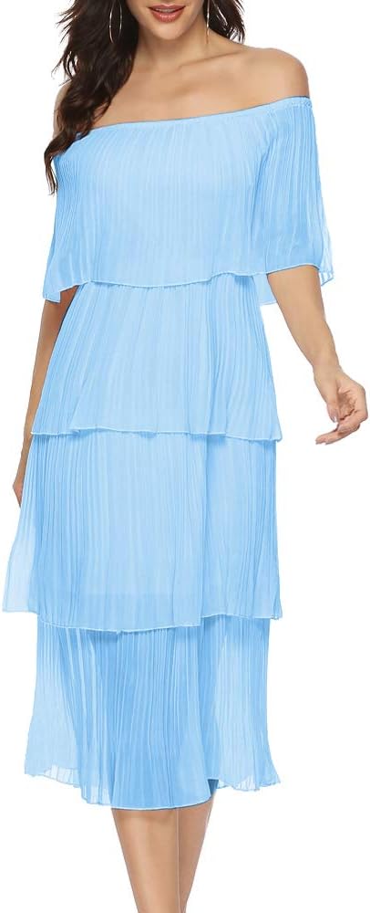 51xCnGTrIUL._AC_SL1000 Women's Off The Shoulder Ruffles Summer Valentines Day Loose Casual Chiffon Long Party Beach Maxi Dress