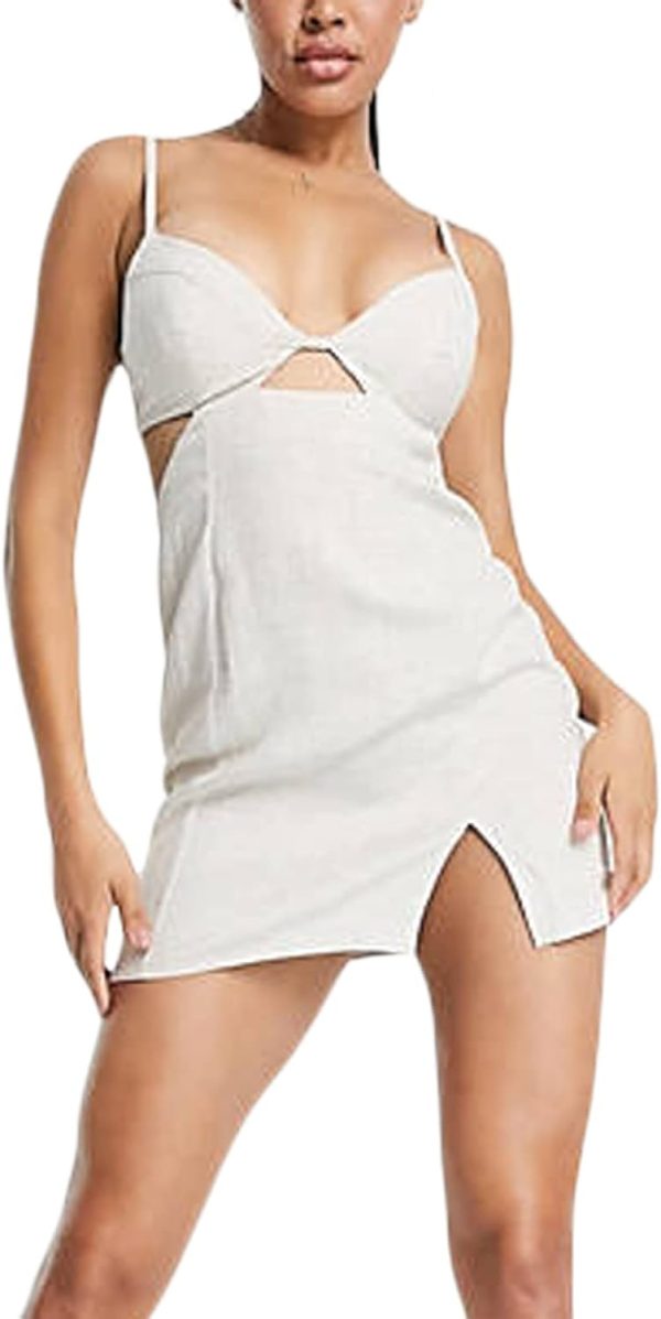 Women Graduation Dress Spaghetti Straps Sleeveless Short Dresses Y2k Low Cut Bodycon Going Out A-Line Mini Dress