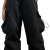 61-GwAPn7GL._AC_SL1500 Women Cargo Pants Trendy Parachute Pants Elastic Waist Hiking Pants Lightweight Waterproof Baggy Joggers with Pockets
