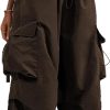 610BYneLSoL._AC_SL1500 Women Cargo Pants Trendy Parachute Pants Elastic Waist Hiking Pants Lightweight Waterproof Baggy Joggers with Pockets