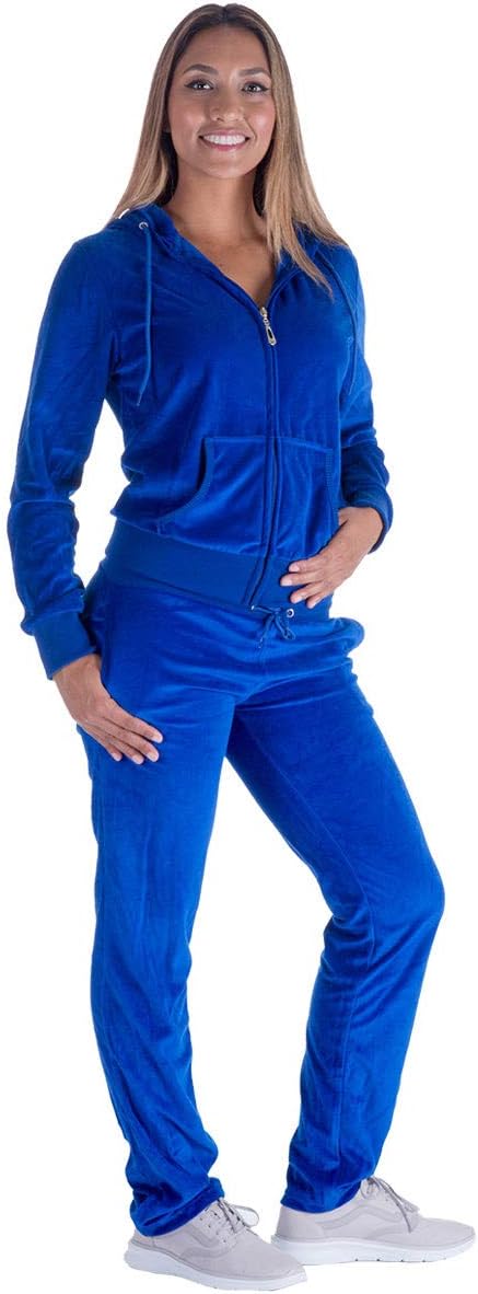 Womens Jogging Suits Sets Running Velour Outfit Zipper Warm Up 2 Pieces Hoodie and Pant Tracksuit