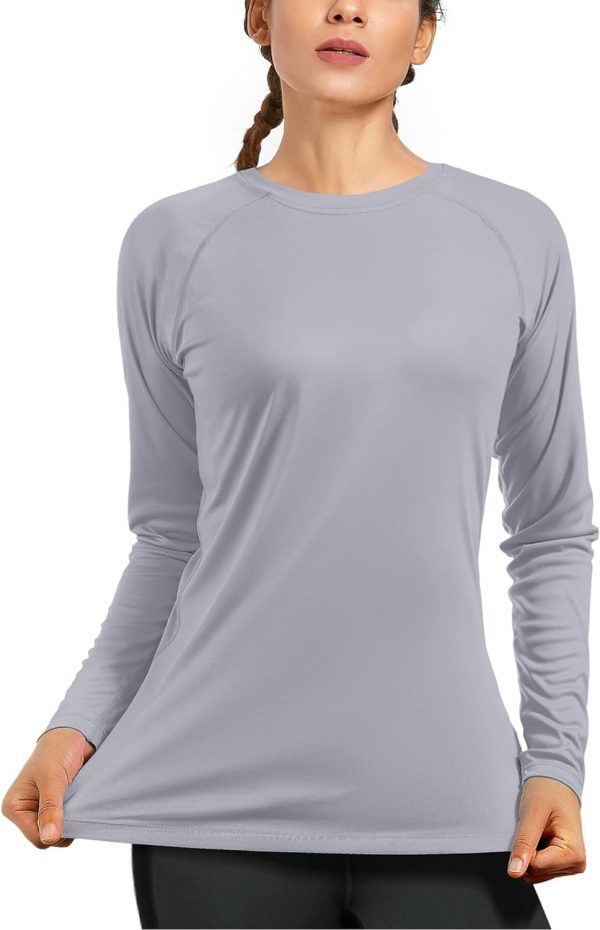 6118G0RUoRL._AC_SL1500 Women's Long Sleeve UPF 50+ UV Sun Protection Shirts Rash Guard Swim T-Shirt/Hoodie Quick Dry for Outdoor Hiking