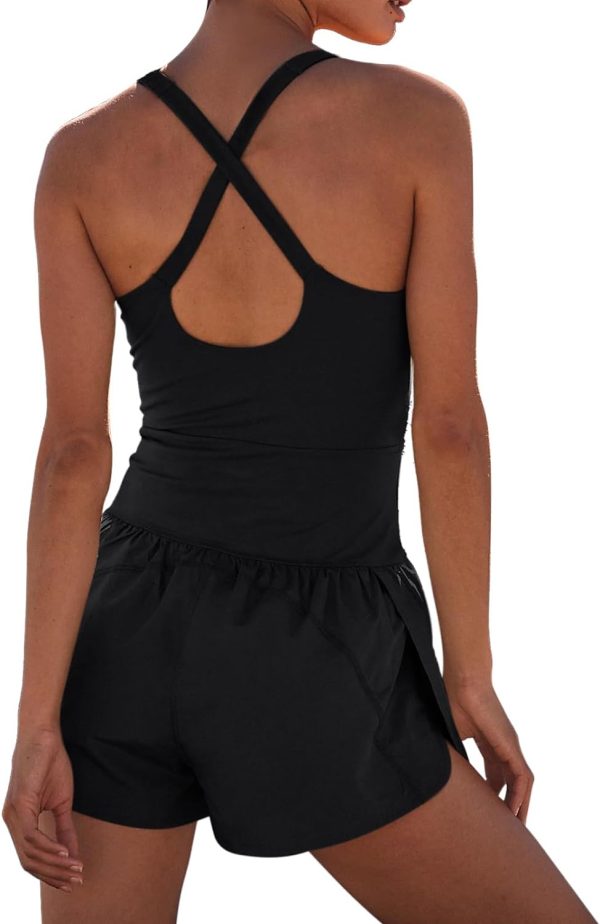 Womens Onesie Workout Rompers One Piece Exercise Jumpsuits Athletic Outfits Gym Yoga Clothes