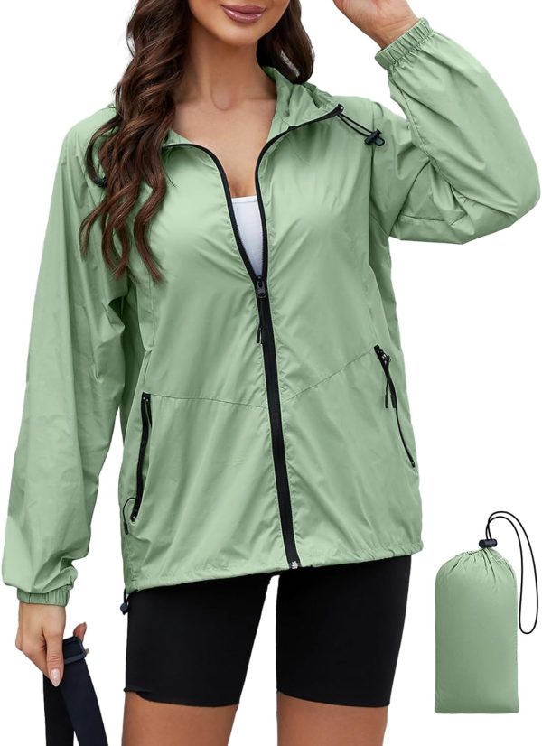 Rain Jacket Women Waterproof Lightweight Jacket With Hood Packable Raincoat with Pockets S-XXL