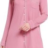 Womens Bamboo Viscose Sleep Shirt Long Sleeve Button Down Nightgowns Boyfriend Nightshirt S-XXL