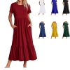 616KZYyJQBL._AC_SL1500 Womens Summer Dresses Casual Short Sleeve Crewneck Swing Dress Casual Tiered t Shirt Dress with Pockets 2024 Trendy Outfits