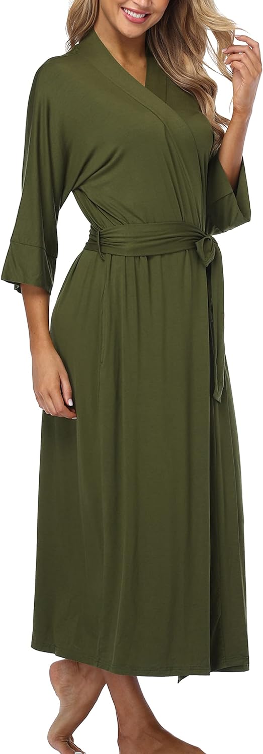 618zOh2acAL._AC_SL1500 Womens Soft Long Kimono Robes Lightweight Full Length Knit Bathrobe With Pockets Ladies Casual Dressing Gown