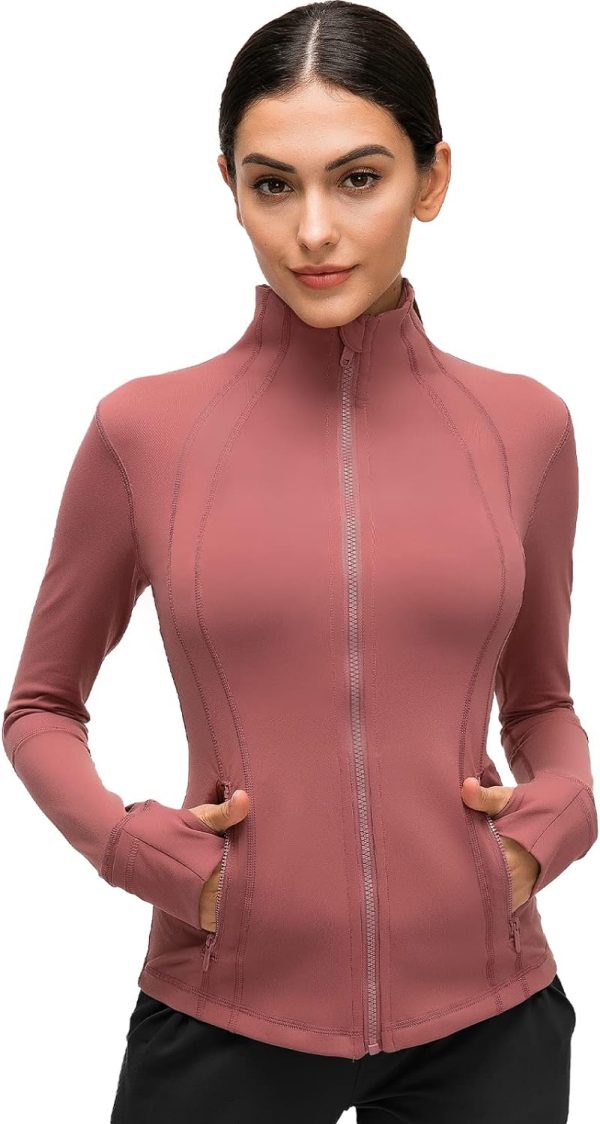 619k9lOQwhL._AC_SL1500 Womens Sports Running Yoga Jacket Slim Fit Full Zip Track Jacket Turtleneck Workout Jacket