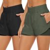 2 Pack Athletic Shorts for Women, Quick Dry Running Shorts with Pockets High Waisted Workout Gym Sports Shorts