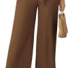 61CUp_xhg0L._AC_SL1500 Womens Wide Leg Lounge Pants High Waisted Business Work Casual Pants Adjustable Tie Knot Loose Trousers with Pocket