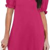61CW0_XOwfL._AC_SL1500 Women's Casual Dresses Puff Short Sleeve V-Neck Cocktail Dress with Pockets
