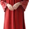 Women's Long Sleeve Nightgown Velvet Sleep Dress Ruffle Crew Neck Mid-length Nightdress