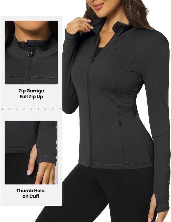61CiwJFtfqL._AC_SL1500 Workout Jackets for Women Full Zip Athletic Running Track Jacket with Pockets Slim Fit Yoga Jacket with Thumb Holes
