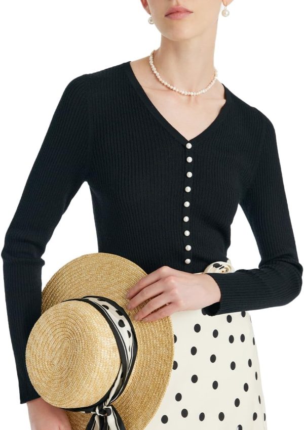 61CxlipXP1L._AC_SL1200 Long Sleeve Crop Tops for Women Trendy Knitted Basic Shirts Business Casual