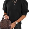 Women's Puff Short Sleeve Sweaters 2024 Fashion Spring Tops Casual Pullover Shirts