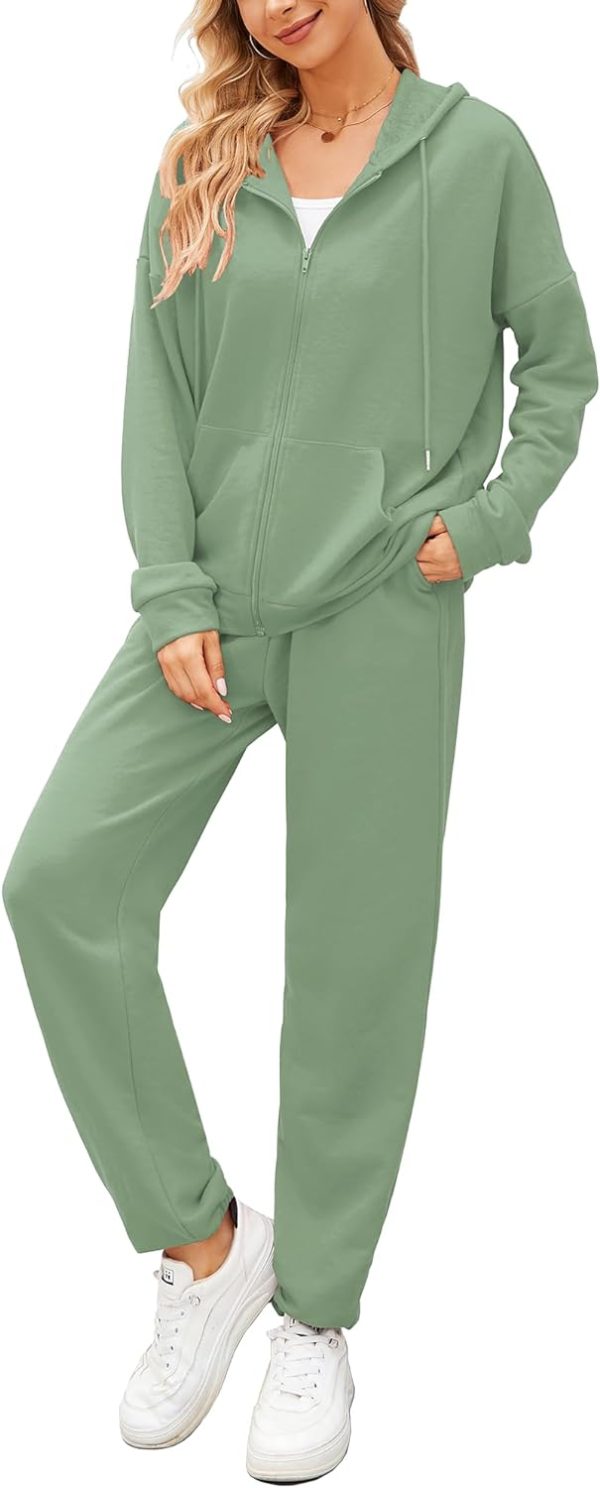Women 2 Piece Outfits Tracksuit Casual Zip Up Hoodie Sweatsuits Jogging Long Pant Set