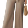 61EHi8E191L._AC_SL1500 Womens Wide Leg Lounge Pants High Waisted Business Work Casual Pants Adjustable Tie Knot Loose Trousers with Pocket