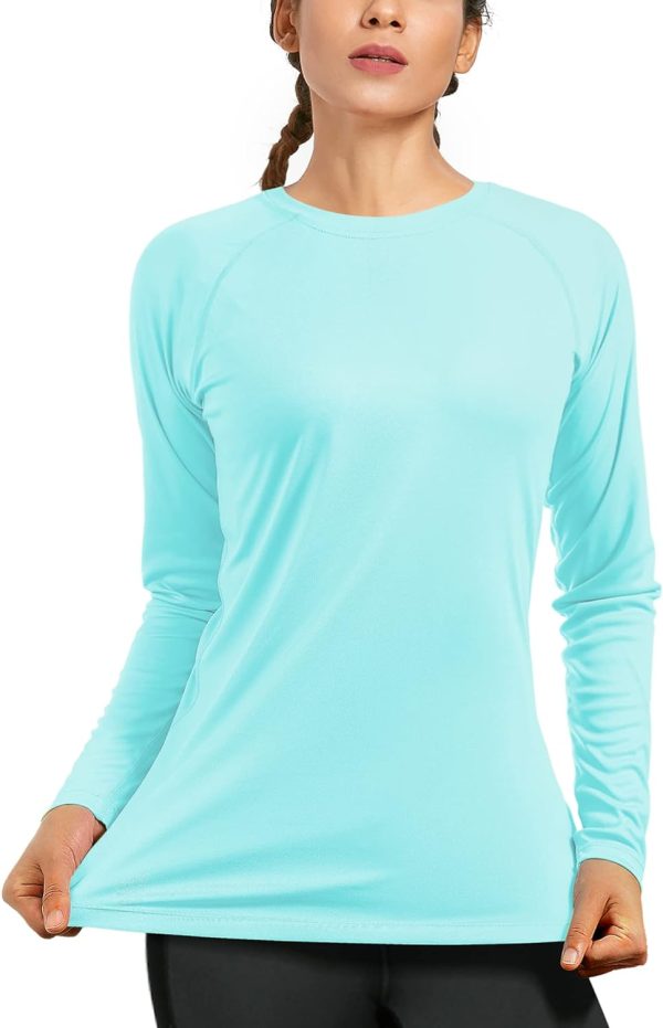 61EvbJ2-npL._AC_SL1500 Women's Long Sleeve UPF 50+ UV Sun Protection Shirts Rash Guard Swim T-Shirt/Hoodie Quick Dry for Outdoor Hiking