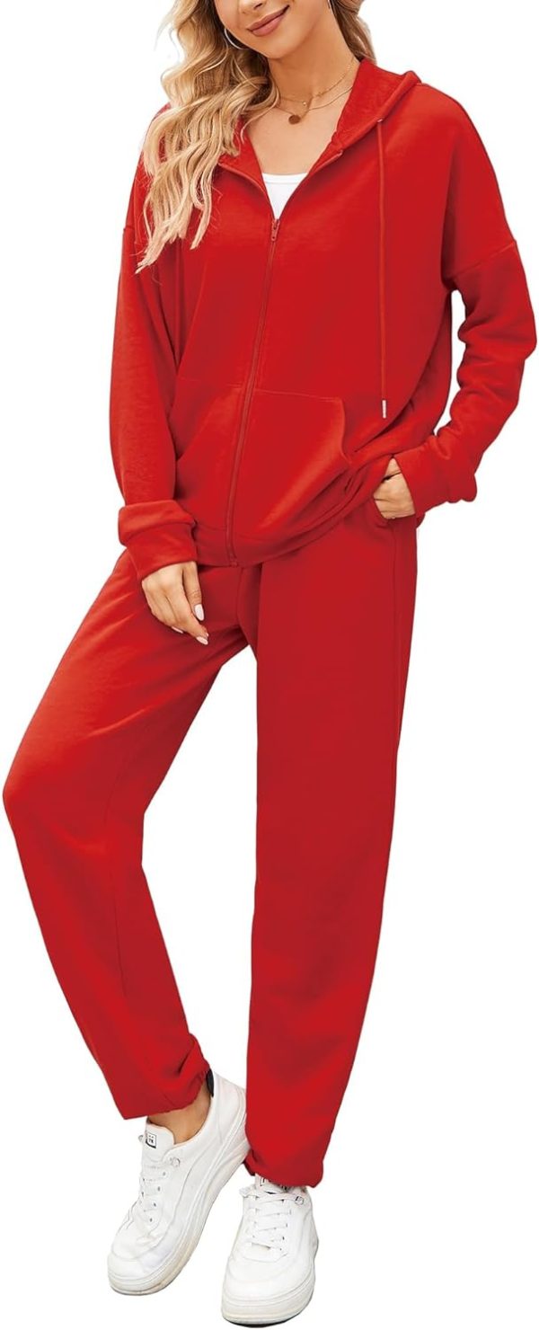 Women 2 Piece Outfits Tracksuit Casual Zip Up Hoodie Sweatsuits Jogging Long Pant Set