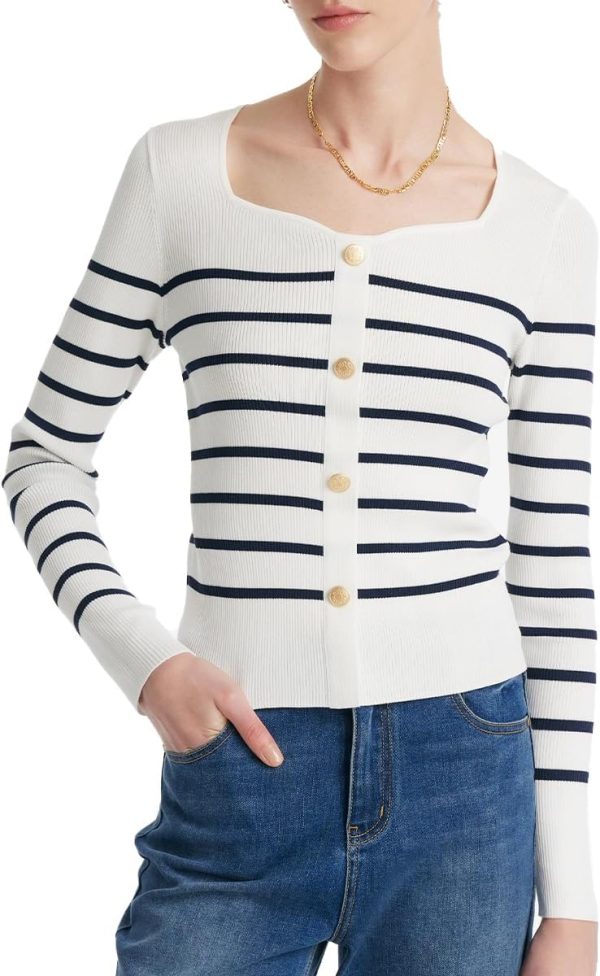 61IBLCiLQuL._AC_SL1200 Long Sleeve Crop Tops for Women Trendy Knitted Basic Shirts Business Casual