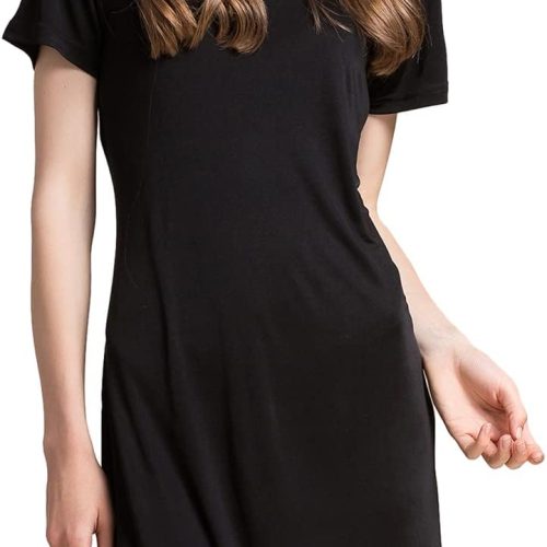 61IKidYVRpL._AC_SL1471 Women's Silk Nightgown Short Sleeve Pure Mulberry Silk Sleepshirt Scoop Neck Nightshirt Sleepwear