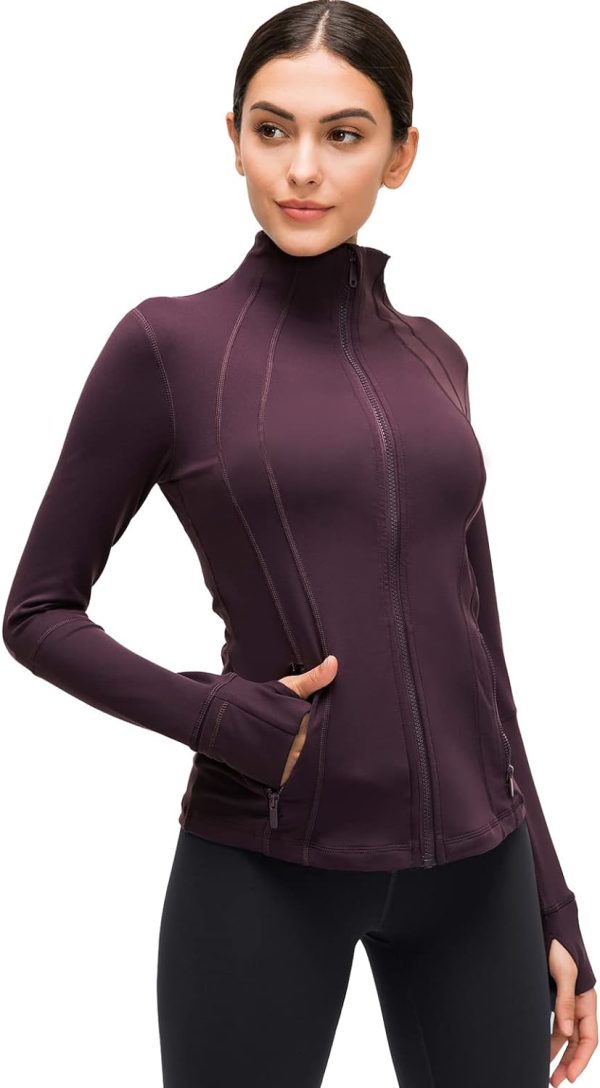 61IQXn3q5zL._AC_SL1500 Womens Sports Running Yoga Jacket Slim Fit Full Zip Track Jacket Turtleneck Workout Jacket