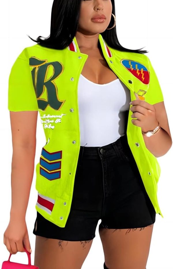 Button Down Shirts for Women Short Sleeve Cropped Varsity Jacket for Women Summer Tops for Women 2024 S-XXL