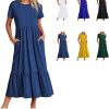 61L7et7tULL._AC_SL1500 Womens Summer Dresses Casual Short Sleeve Crewneck Swing Dress Casual Tiered t Shirt Dress with Pockets 2024 Trendy Outfits
