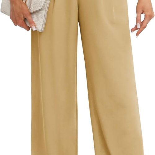 61L9UYrjsCL._AC_SL1500 Women's Business Work Trousers High Waisted Wide Leg Pants Long Straight Suit Pants with Pocket