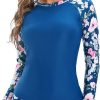 61MN8zAdc3L._AC_SL1500 Women 2 Piece Rash Guard Long Sleeve Swimsuits Swim Shirt with Shorts Set Sun Protection UPF 50+ Surf Bathing Suits