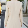 Women Open Front Blazers Long Sleeve Casual OL Office Slim Buttonless Suit Jacket with Pockets