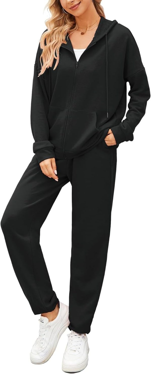 Women 2 Piece Outfits Tracksuit Casual Zip Up Hoodie Sweatsuits Jogging Long Pant Set