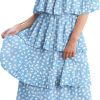 61PO4JFMPwL._AC_SL1000 Women's Off The Shoulder Ruffles Summer Valentines Day Loose Casual Chiffon Long Party Beach Maxi Dress