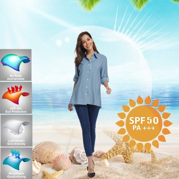Women's UPF 50 Long Sleeve Sun Protection Shirts Quick Dry Outdoor Fishing Hiking Travel Shirt