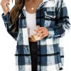61T6gTmbyCL._AC_SL1200 Trendy Queen Womens Flannel Shacket Jacket Casual Plaid Button Down Long Sleeve Shirt Fall Clothes Outfits
