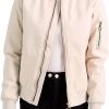Women's Bomber Jacket Lightweight Varsity Zip Up Coat Casual Long Sleeve Windbreaker
