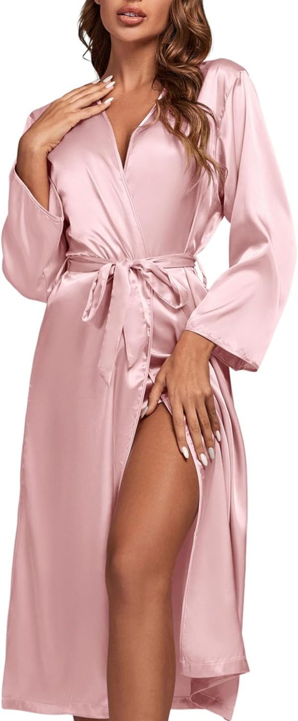 Women's 3Pcs Pajamas Satin Cami Top and Shorts with Robe Sleepwear Set