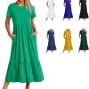 61YpPufqMvL._AC_SL1500 Womens Summer Dresses Casual Short Sleeve Crewneck Swing Dress Casual Tiered t Shirt Dress with Pockets 2024 Trendy Outfits