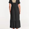 Women's Summer Casual Short Sleeve Crewneck Swing Dress Flowy Tiered Maxi Beach Dress with Pockets