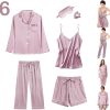 61Zrh5W_WPL._AC_SL1500 6Pcs Womens Silk Satin Pajama Sets Pj Sets Long Pjs Set Pajamas Sleepwear Camisole Sexy Cami