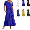 61ZsoSgArRL._AC_SL1500 Womens Summer Dresses Casual Short Sleeve Crewneck Swing Dress Casual Tiered t Shirt Dress with Pockets 2024 Trendy Outfits