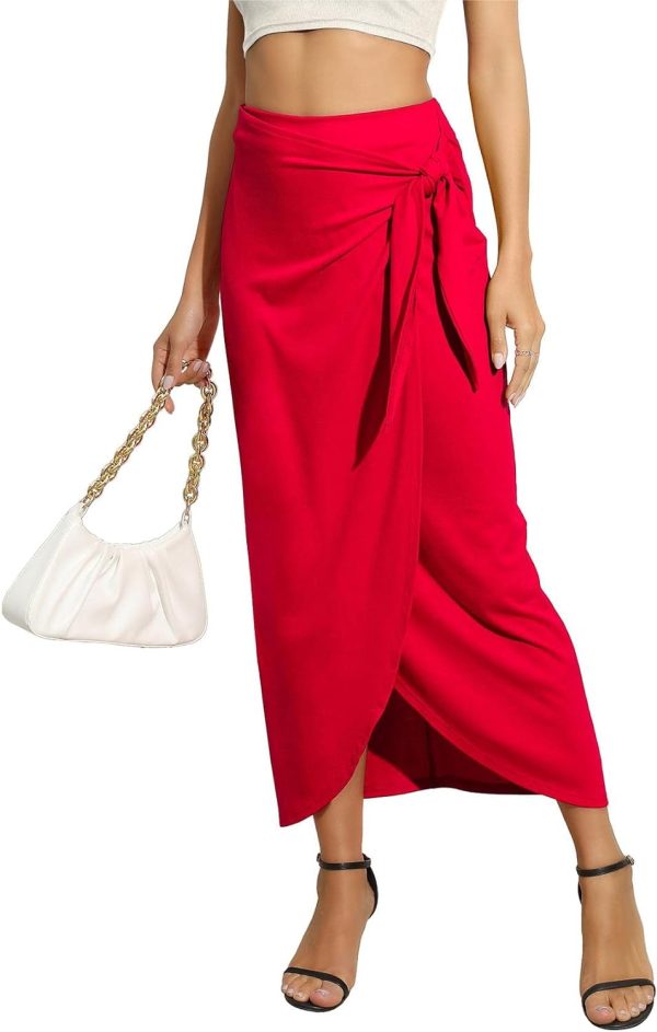 61_TgNqSk3L._AC_SL1500_e9ae2276-2e40-4ce2-a826-9a76cd4f952e Women’s Maxi Skirt High Waist Wrap Pencil Long Skirts for Women Slim Boho Draped Front Bodycon Dresses